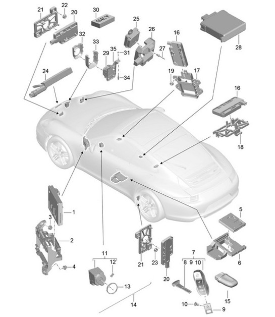 Diagram 901-004 Porsche Boxster S 981 3.4L 2012-16 Équipement électrique