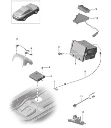 Panel de control / Sistema de navegación / Unidad de radio / Parte receptora / TV / micrófono 991.1 2012-16
