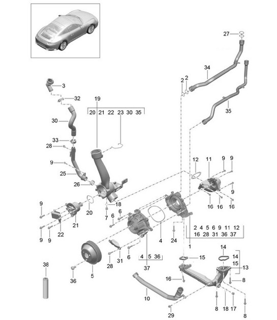 Diagram 105-000 Porsche 997 TURBO 2007>> Motor