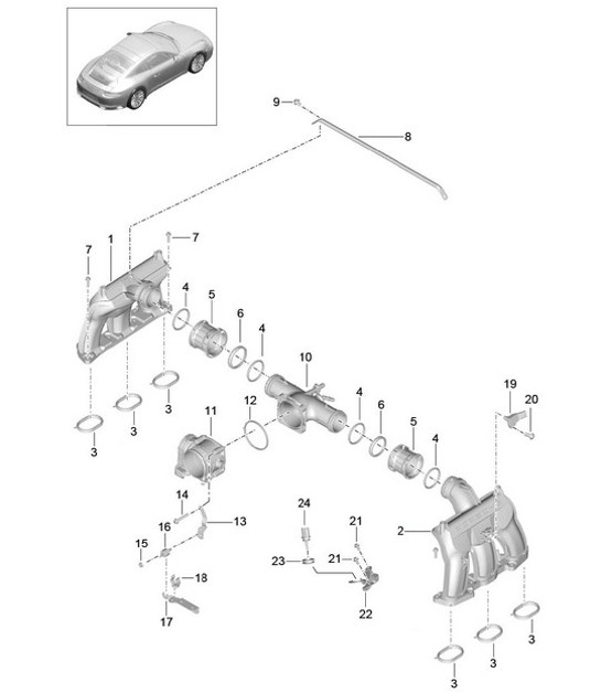 Diagram 107-005 Porsche Boxster GTS 718 4.0L Manual (400 CV) Motor