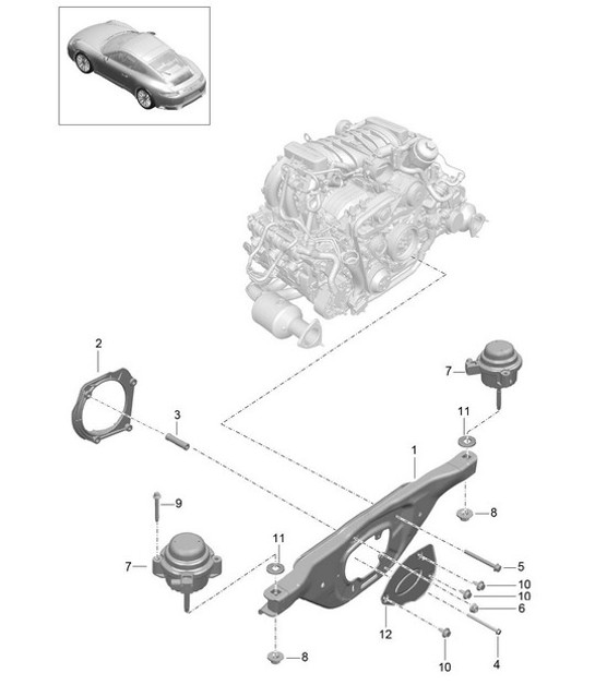 Diagram 109-000 Porsche Boxster 986/987/981 (1997-2016) Motore