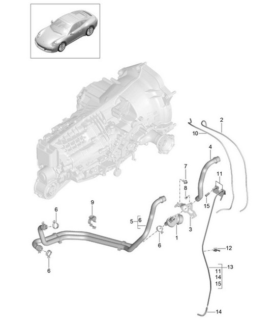 Diagram 302-015 Porsche Boxster GTS 718 2.5L PDK (365 PS) Übertragung