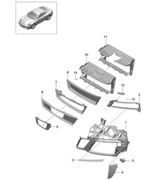 Luchtgeleider VOORbumper - Sport Design pakket, PR:XAS,XAT - 991.2 Carrera 2017-19