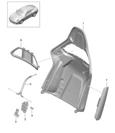 Backrest shell / Bucket seat / Collapsible / Accessories 991.2 Carrera 2017-19