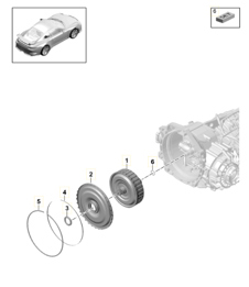 - PDK - Versnellingsbak / Koppeling voor dubbele koppeling / Versnellingsbak (Model: CG190,CG192,CG195) 991 R/GT/GT3 2014-21