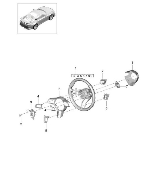 Diagram 403-005 Porsche Cayman S 3.4L 981 2013-16 Essieu avant, Direction 