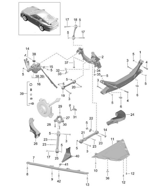 Diagram 501-011 Porsche 开曼 S 3.4L 981 2013-16 后轴