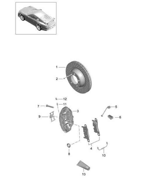 Diagram 603-000 Porsche Cayman GTS 718 4.0L PDK (400 Bhp) 车轮、制动器