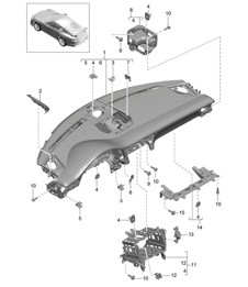 Rivestimento del quadro strumenti / Parte superiore / con: Elementi di fissaggio 991 GT3 2014-21