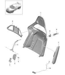 Backrest shell / bucket seat /  Collapsible / Accessories (PR:388,389) 991 GT3 014-21