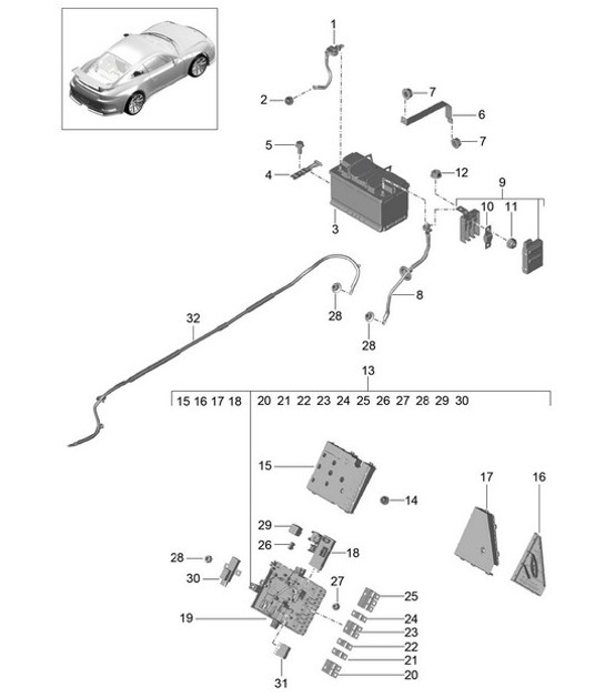 Diagram 902-006 Porsche Boxster 986/987/981（1997 年 - 2016 年） 电子设备