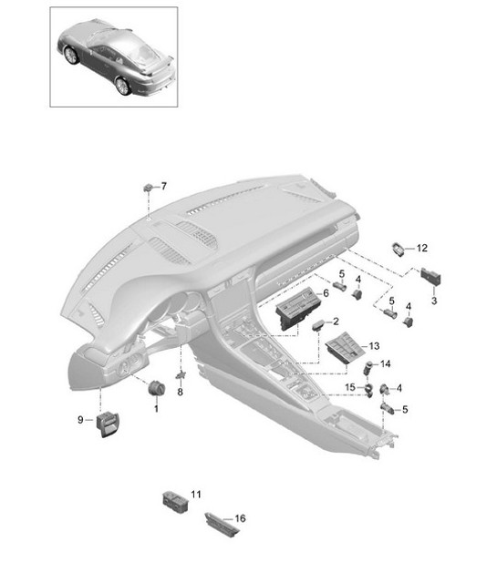 Diagram 903-005 Porsche 991 Cabriolet 2S 3.0L (420 Bhp) Materiale elettrico
