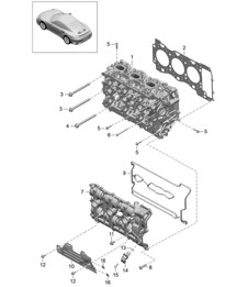 Cilinderkop met: Kleppen / Cilinderkoppakking / Kleppendeksel 991 Turbo / GT2 RS 2014-20