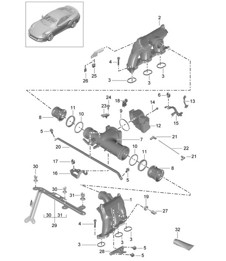 Distribuidor de aire de admisión / adaptador de válvula de mariposa 991 Turbo / GT2 RS 2014-20