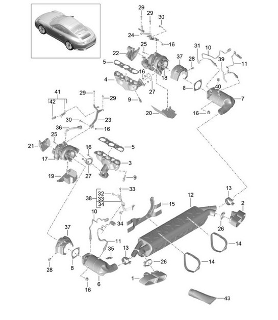 Diagram 202-000 Porsche Cayman 718 (982) 2017>> Sistema di alimentazione, sistema di scarico