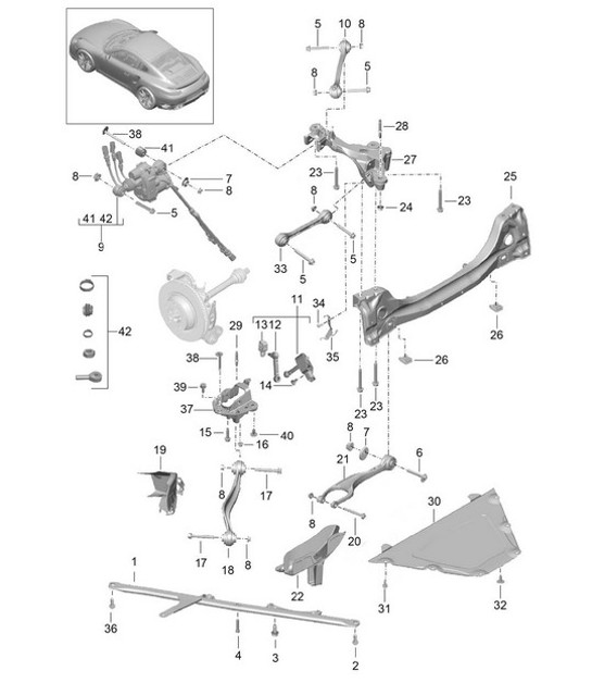 Diagram 501-001 Porsche Cayenne S 4.5L V8 2003>> Achteras