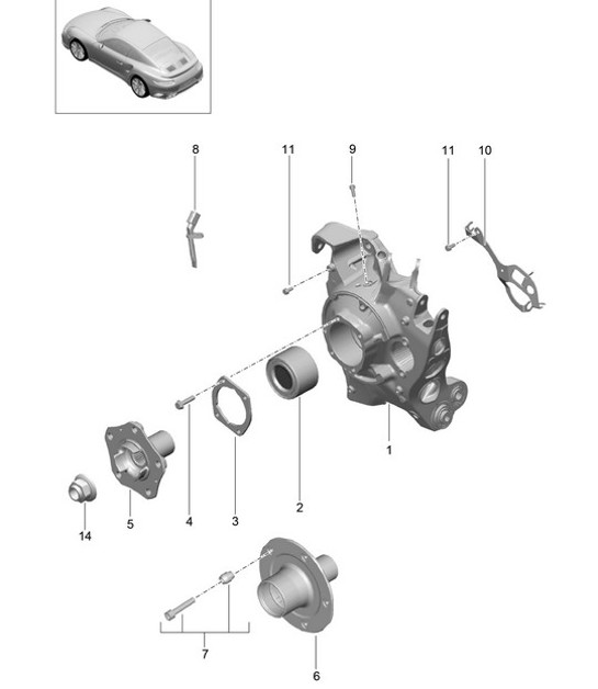 Diagram 501-010 Porsche Cayman 987C/981C (2005-2016) Essieu arrière