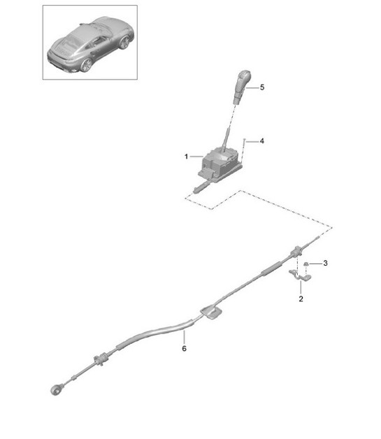 Diagram 701-000 Porsche Boxster S 718 2.5L Manual (350 Bhp) Hand Lever System, Pedal Cluster 