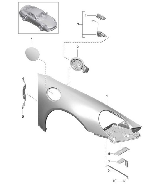 Diagram 801-040 Porsche Cayman GTS 718 2.5L Manual (365 Bhp) Carrozzeria