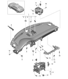 Rivestimento quadro strumenti / Parte superiore con: Elementi di fissaggio 991 Turbo &gt;&gt; 2016