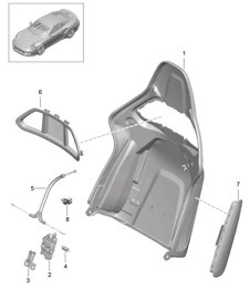 Rugleuningschaal / Kuipstoel / Accessoires - Inklapbaar - 991 Turbo / GT2 RS 2017&gt;&gt;