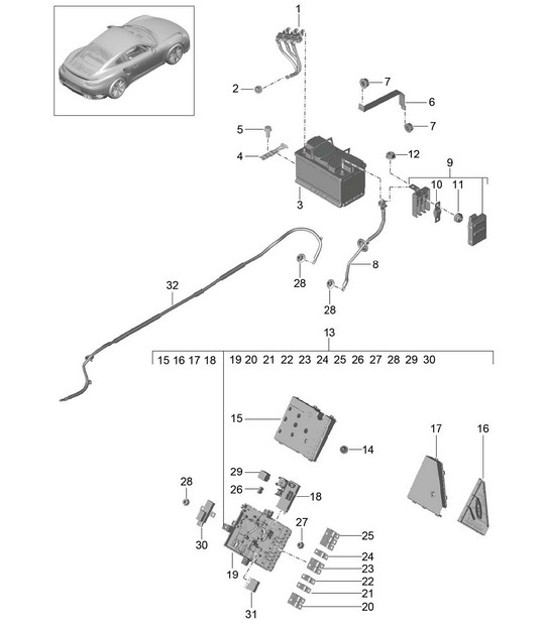 Diagram 902-006 Porsche Cayman 718 2.0L Manual (300Bhp) Equipo eléctrico