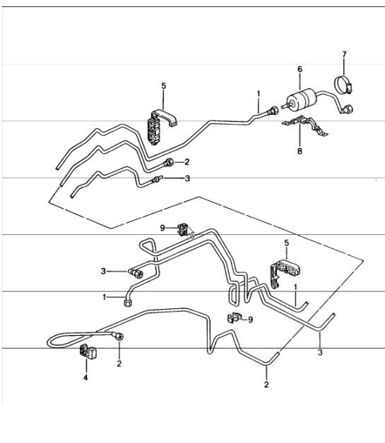 Diagram 201-10 Porsche 991 Turbo 3.8L (520 CV) Sistema de combustible, sistema de escape