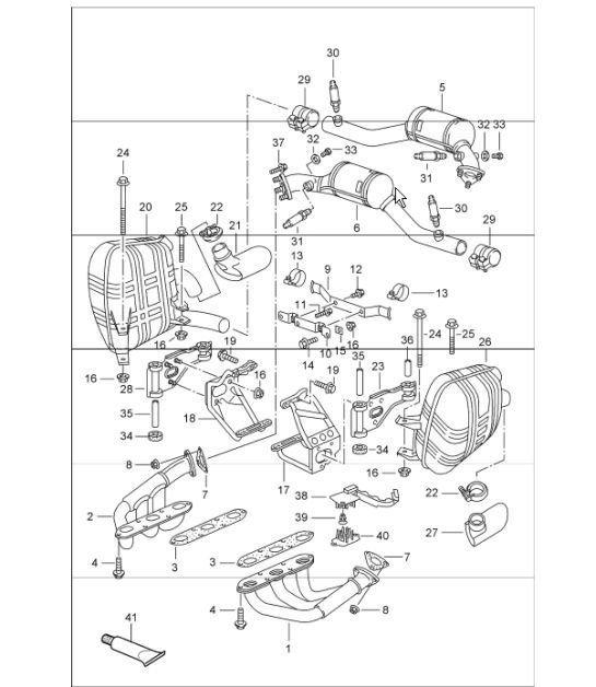 Diagram 202-00 Porsche 991 Carrera C2 3.4L (350Bhp) Sistema di alimentazione, sistema di scarico