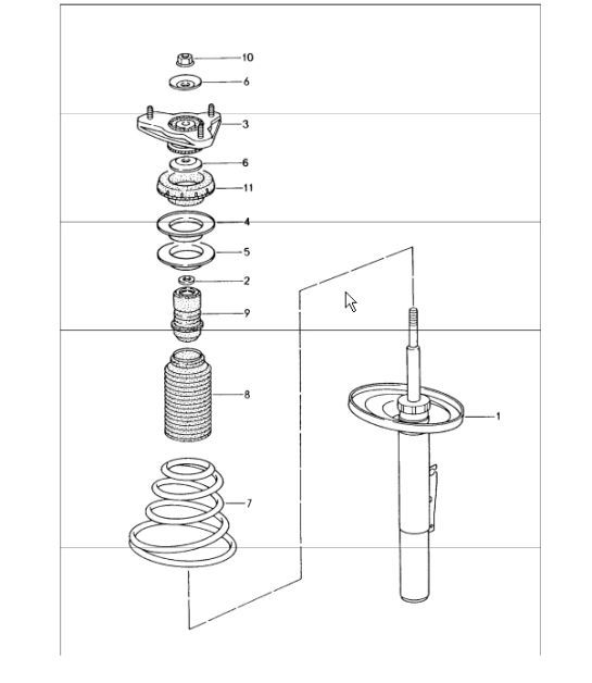 suspension shock, absorber strut 996 M338 (Rear-wheel drive) 1998-05 ...