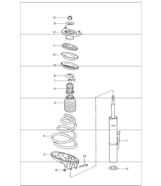 suspension shock, absorber strut 996 M339 (Allwheel drive) 1999