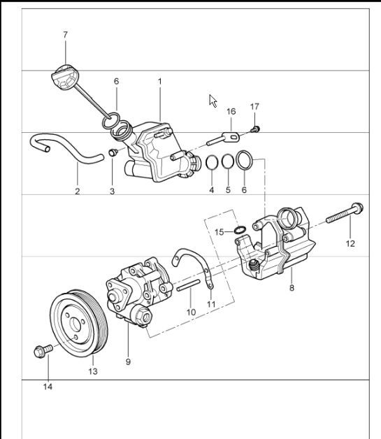 Diagram 403-03 Porsche Boxster 718 2.0L Manual (300 pk) Vooras, besturing 