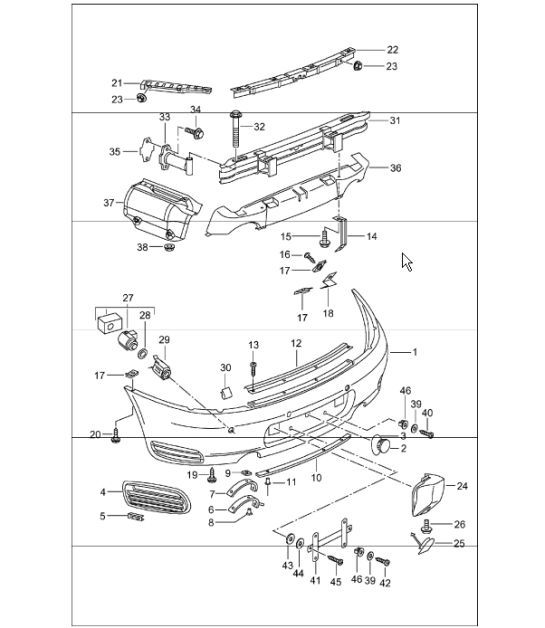 Rear Bumper. Porsche 996 C4S / Turbo - 99650541120 | Design 911