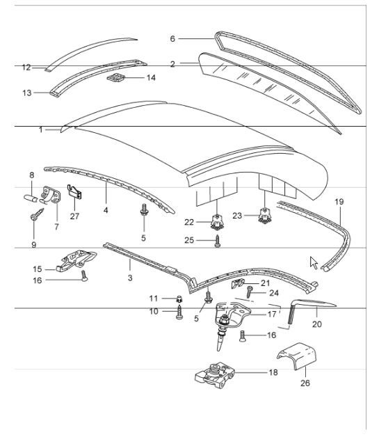 Diagram 811-16 Porsche 991 Targa 4 3.0L (370 Bhp) Body