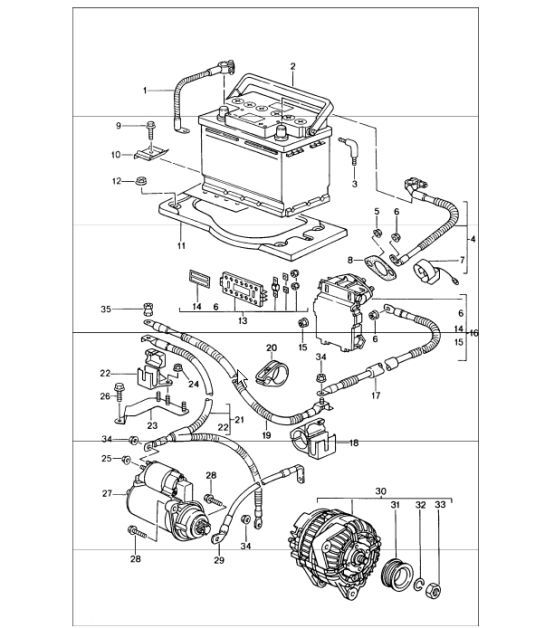 Diagram 902-05 Porsche Boxster 986/987/981 (1997-2016) Materiale elettrico