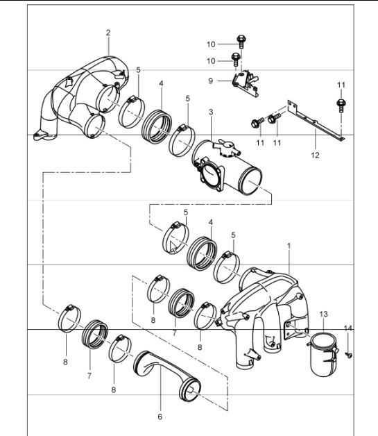 Diagram 107-10 Porsche Boxster S 981 3.4L 2012-16 Engine