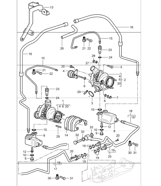 Diagram 202-05 Porsche Boxster 986/987/981 (1997-2016) Kraftstoffsystem, Abgassystem