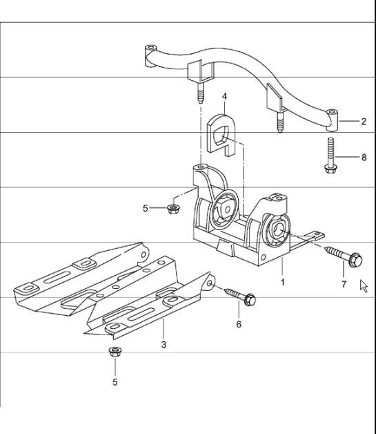 tiptronic transmission suspension and mount intermediate flange 996