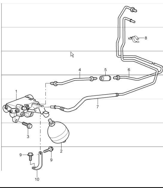 Diagram 702-09 Porsche 997 (911) MK2 2009-2012 Sistema a leva manuale, gruppo pedali 