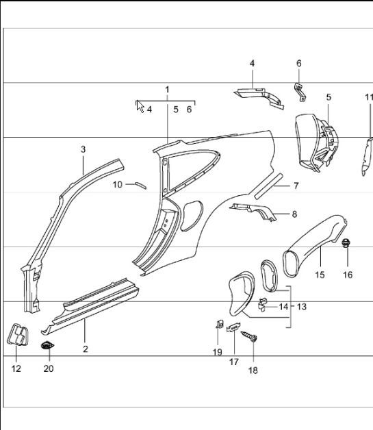 Diagram 801-55 Porsche 997 MKII 卡雷拉 C2 3.6L 2009>>  车身