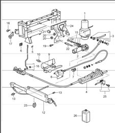 convertible top, driving mechanism, hydraulic 996 TURBO 2001-05