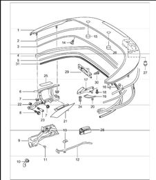 convertible top compartm., lid, gaskets 996 TURBO 2001-05