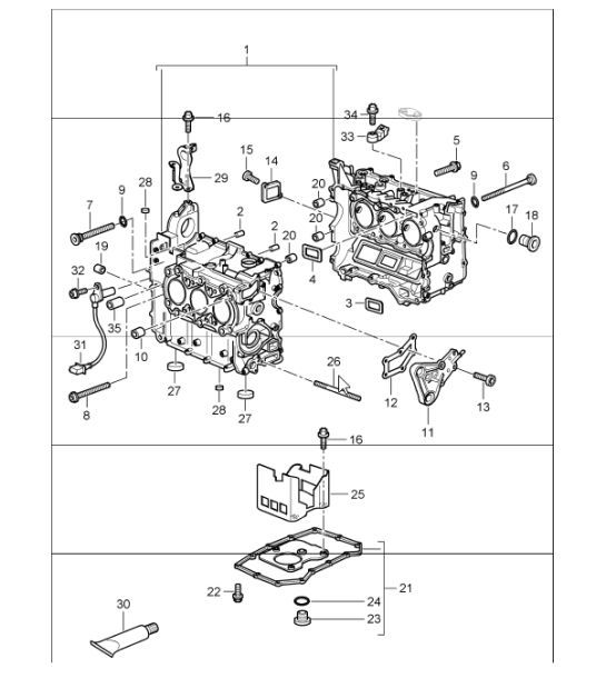 Diagram 101-05 Porsche Boxster S 718 2.5L Manual (350 Bhp) Engine