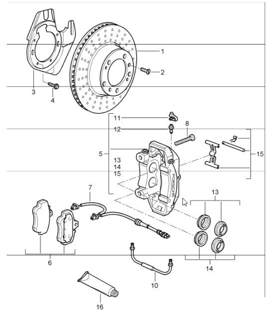 Diagram 602-01 Porsche Boxster 986/987/981 (1997-2016) Wheels, Brakes