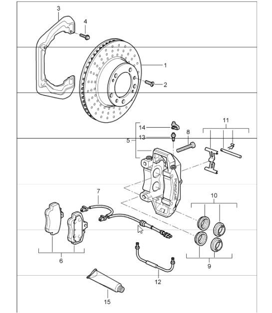 Diagram 603-01 Porsche 997 MKII 卡雷拉 C2 3.6L 2009>> 车轮、制动器