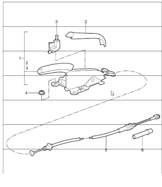 Diagram 701-05 Porsche Cayman 987C/981C (2005-2016) Hand Lever System, Pedal Cluster 