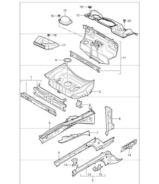 Diagram 801-10 Porsche Boxster 718 2.0L Manual (300 ch) Carrosserie