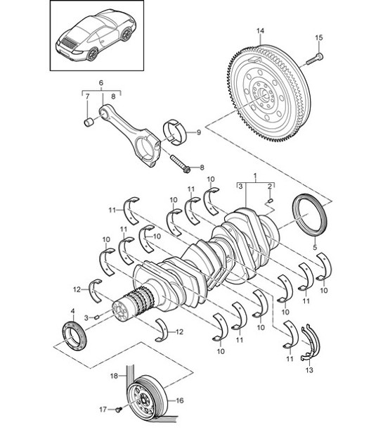 Diagram 102-000 Porsche 991 R 4.0L (500 Bhp) Engine