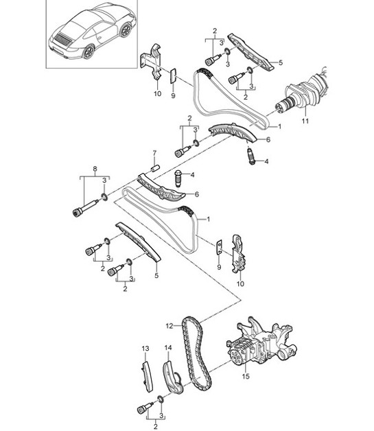 Diagram 103-015 Porsche Cayenne S V6 3.0L Hybrid 380HP Engine