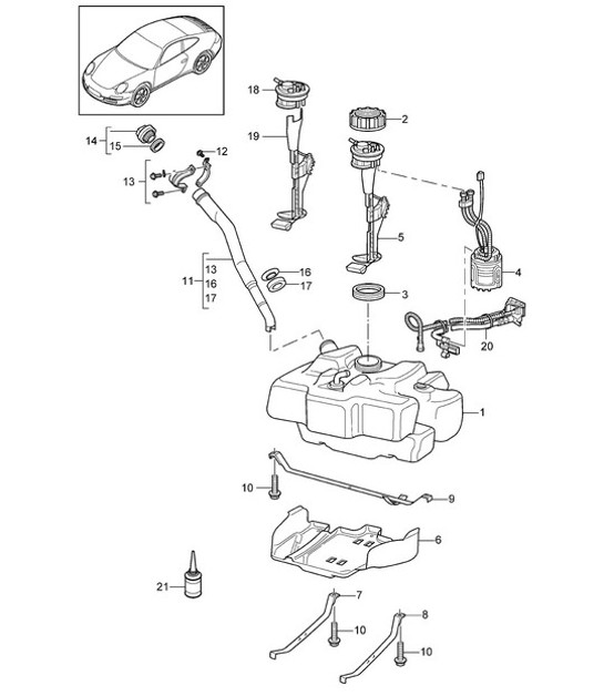 Diagram 201-000 Porsche Macan (95B) MK1 (2014-2018) Sistema di alimentazione, sistema di scarico