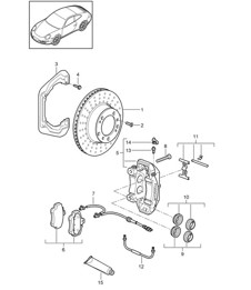 Disc brake / Rear axle 997.2 Carrera 2 / Carrera 2-S / SportClassik / Speedster / BlackEdition 2009-12